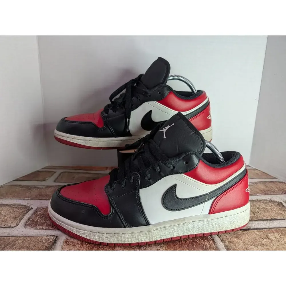 Jordan Air Jordan 1 Low Bred Toe Black Red White Men's Athletic Sneakers Size 9